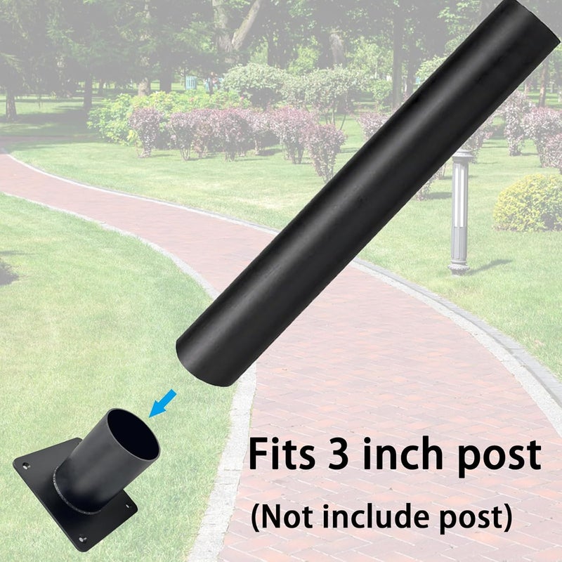 iFvBey Heavy Duty Pier Mount Adapter for 3" Surface Mount Post, Metal Black Outdoor Post Bracket for Post Light, Mailbox Pole, Light Pole - Image 3